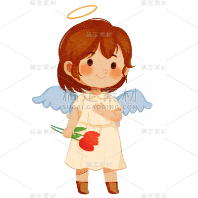 手绘-天使女孩儿童人物插画10