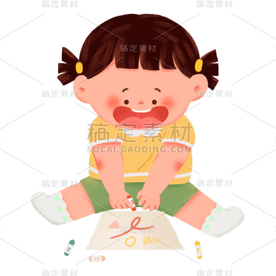 手绘-儿童教育人物插画-绘画