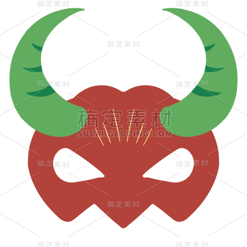 手绘卡通牛头面具氛围元素贴纸