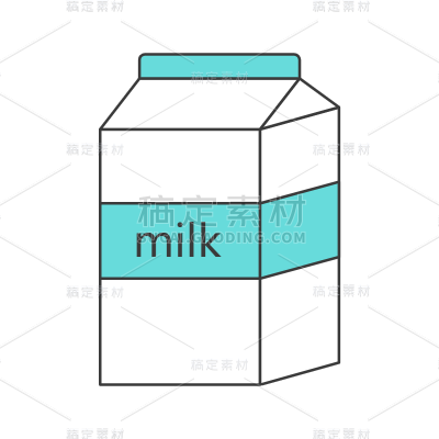 矢量-垃圾分类环保元素贴纸-牛奶盒