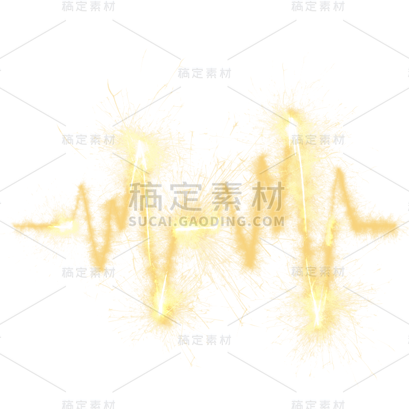 金色烟花装饰元素贴纸-心电图