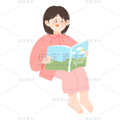 手绘风-人物插画贴纸-女孩