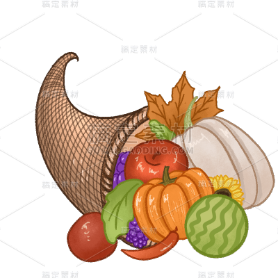 感恩节手绘写实食物插画-果蔬