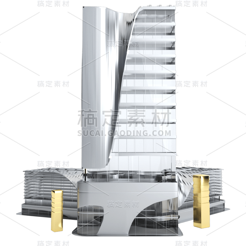 C4D银色金属质感地产建筑元素6