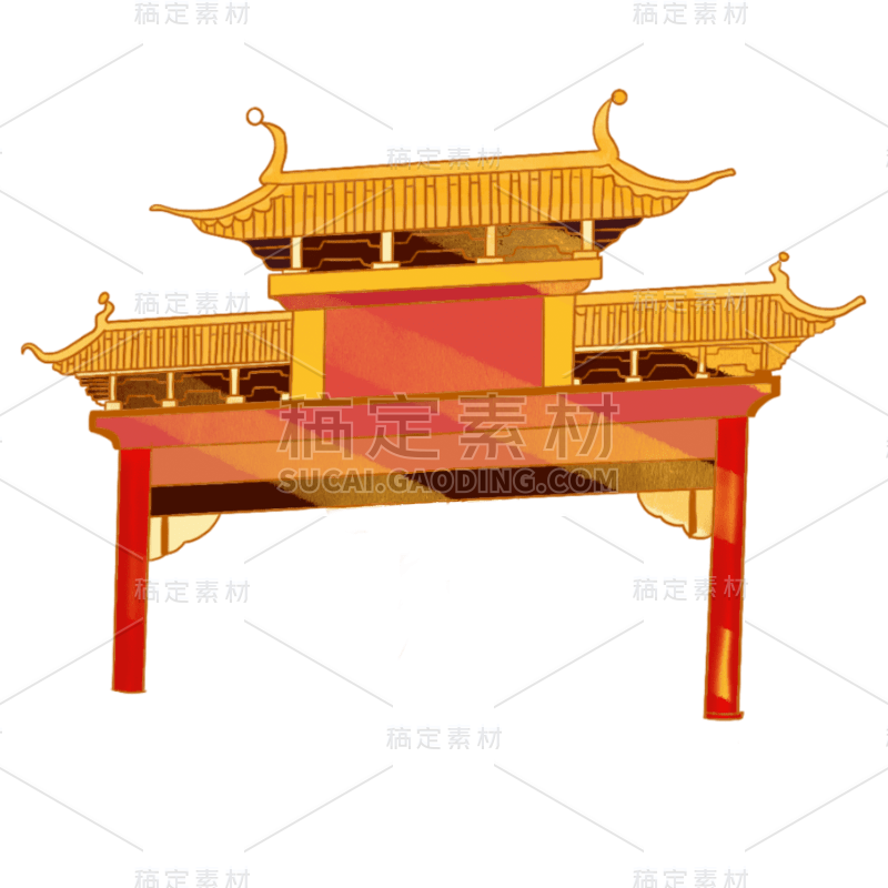 中国风-建筑贴纸-石门