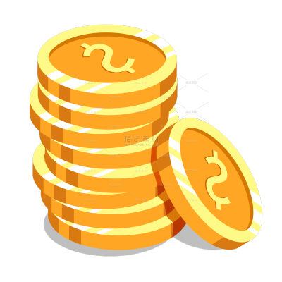 2.5D堆叠卡通金币钱币元素