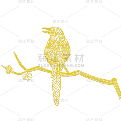 刺绣风金色七夕节元素贴纸4