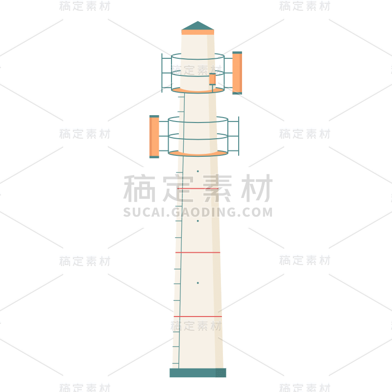 扁平风5G信号塔科技元素贴纸10