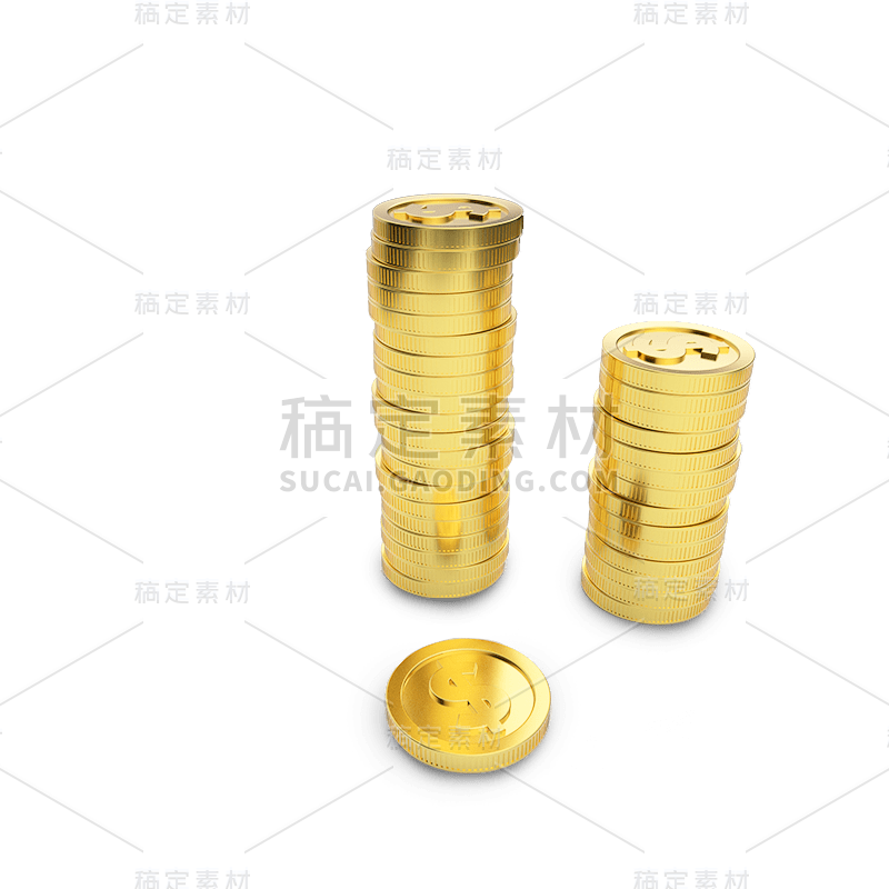 堆叠在一起的金币2.5D元素