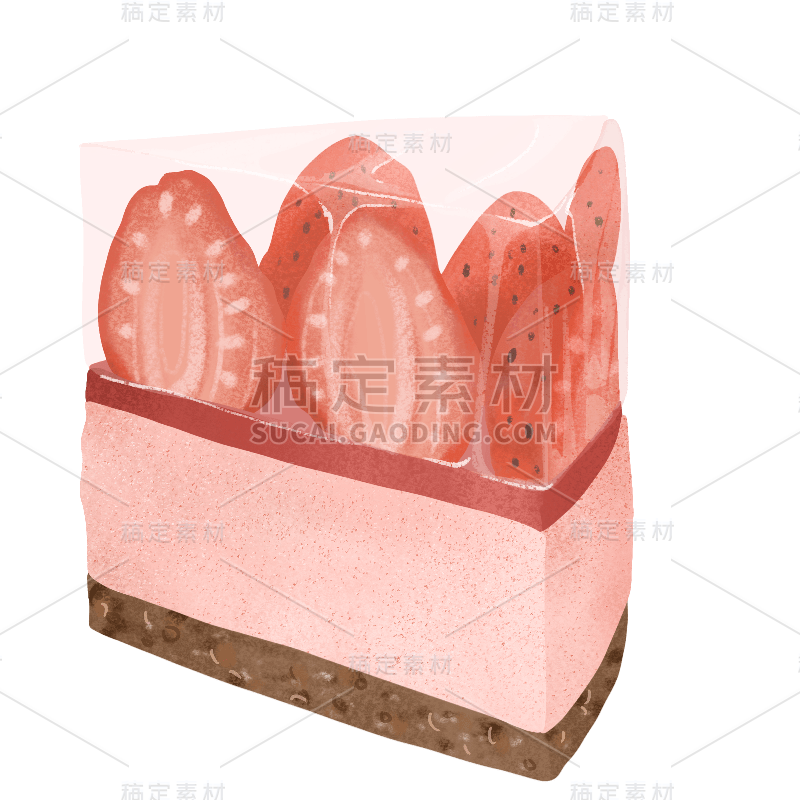 手绘-西方复古食物贴纸-慕斯蛋糕