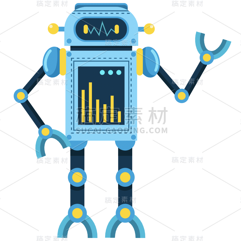 手绘-机器人元素互联网科技贴纸8