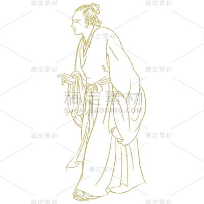 中国风-线稿古风人物插画2