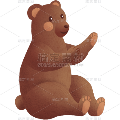 手绘-秋天季节元素贴纸svg-熊