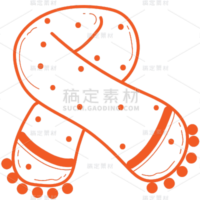 单色简笔画冬天氛围贴纸-围巾