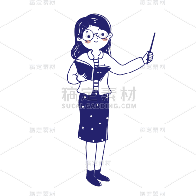 手绘-简笔画人物职业形象-教师