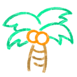 夏天椰子树线条可爱手绘动态贴纸