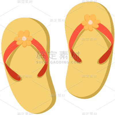 手绘-夏天季节元素贴纸套系-拖鞋