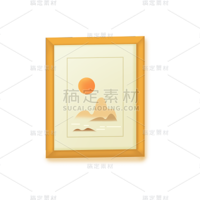 手绘重阳节风景相框贴纸