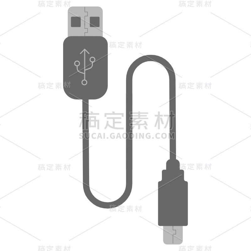 SVG-扁平风-通讯设备贴纸-充电线