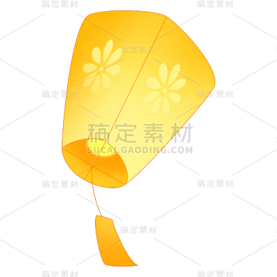 孔明灯黄色中国风中秋节元素贴纸