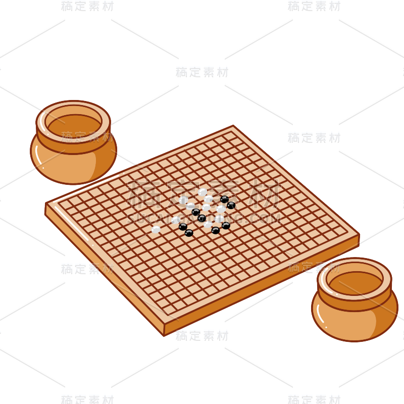 手绘-桌游元素贴纸套系-围棋