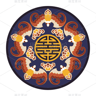 中国风皇家花纹装饰元素贴纸6