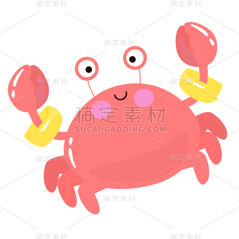 手绘-卡通风徽章贴纸-svg-螃蟹