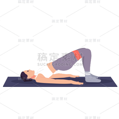 手绘-健身人物贴纸套系-臀桥