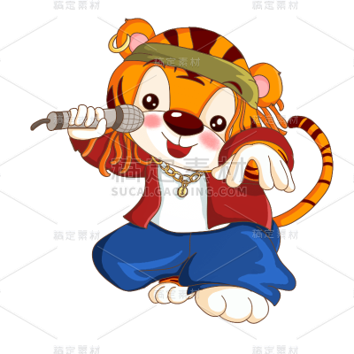 卡通风-唱歌比赛元素-小老虎