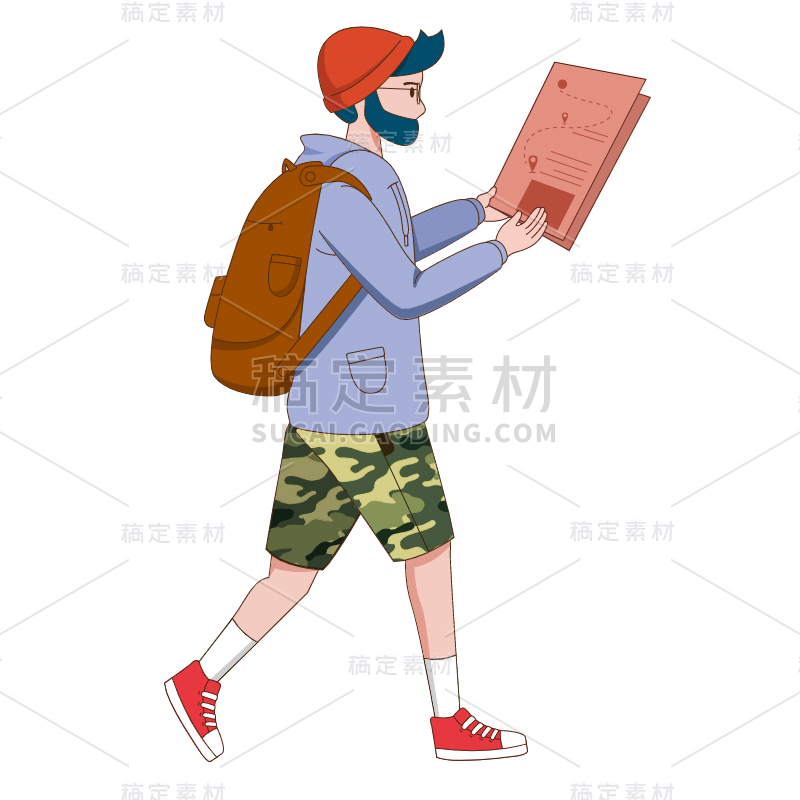 SVG-行走的人物描边元素常规贴纸