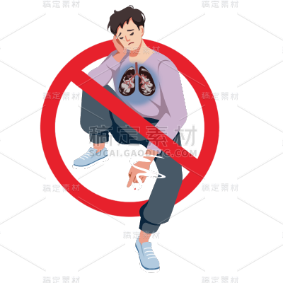 手绘-世界无烟日卡通人物贴纸9