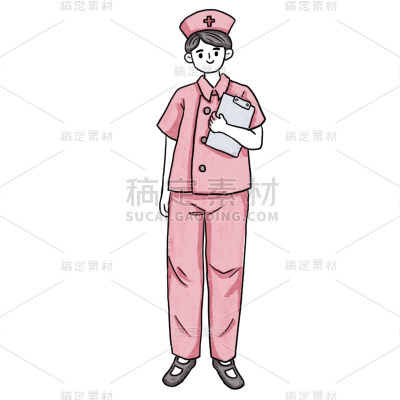 手绘-职业形象人物插画-护士