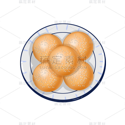 手绘-武汉小吃美食元素贴纸-欢喜坨