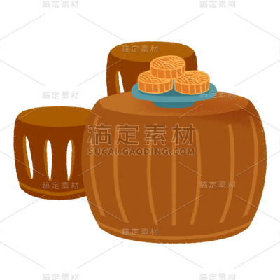 手绘风-中秋节贴纸-桌椅
