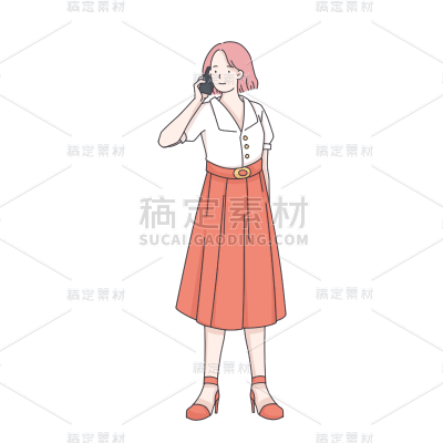 手绘-线稿简笔画人物插画贴纸12