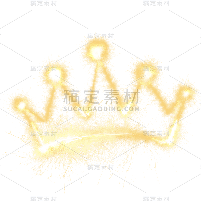 金色烟花装饰元素贴纸-皇冠