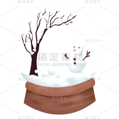 卡通插画-冬天元素-雪景