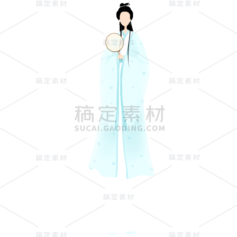 手绘-古风人物插画贴纸1