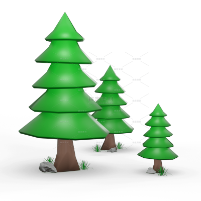 绿色清新的3D树木元素设计