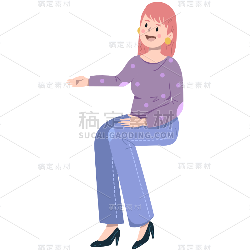 扁平-人物插画-SVG-女人4