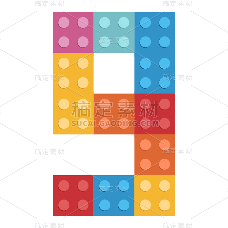 扁平卡通乐高数字装饰元素-9