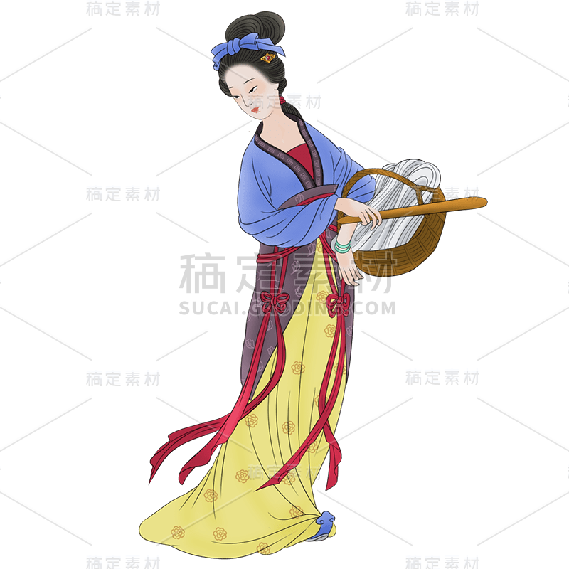 工笔画中国风女性人物插画贴纸10