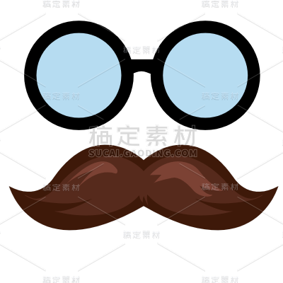 扁平风父亲节贴纸-SVG-眼镜胡子
