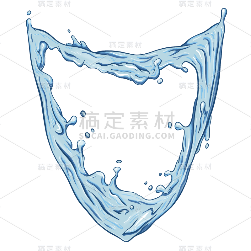 手绘-液体水流盾牌标志安全元素5