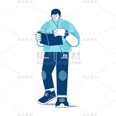 世界阅读日人物插画贴纸SVG10