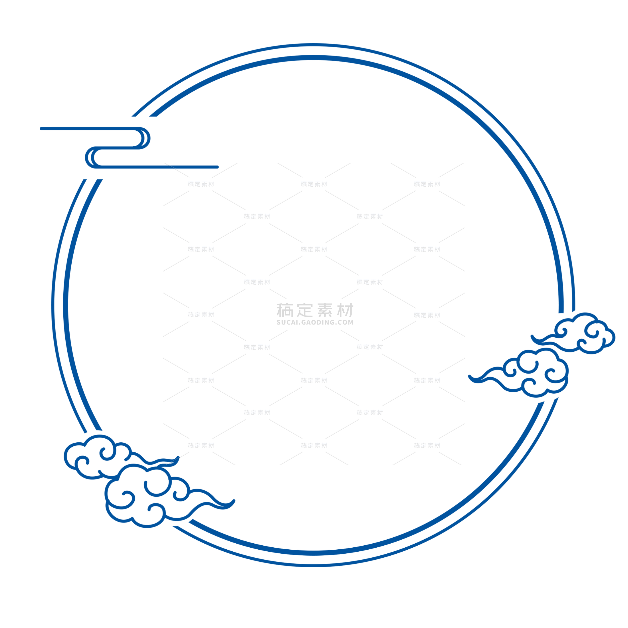 蓝色详云圆形边框元素