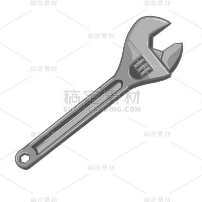 手绘立体-汽修工具元素-扳手