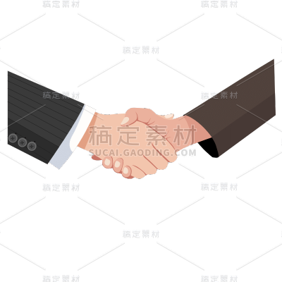 手绘几何扁平商务握手元素