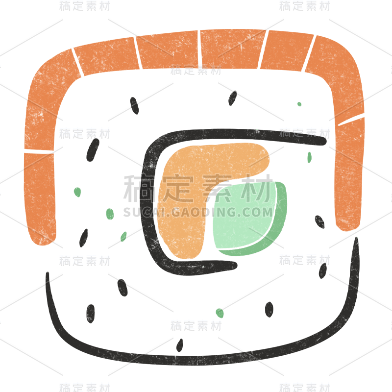 手绘-复古日料贴纸-寿司