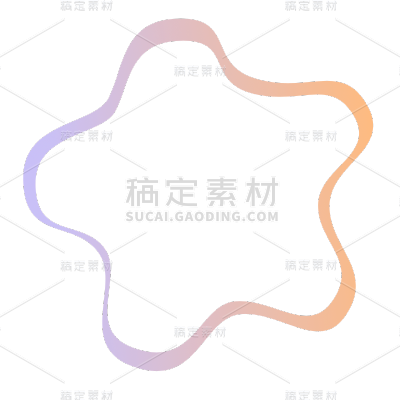 手绘-渐变平面线条-五角星